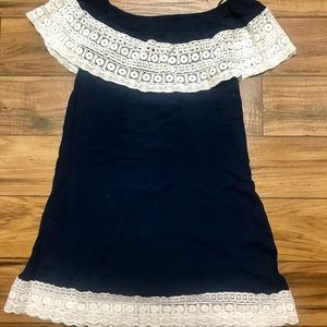 Off the shoulder Blue W/ Lace Dress